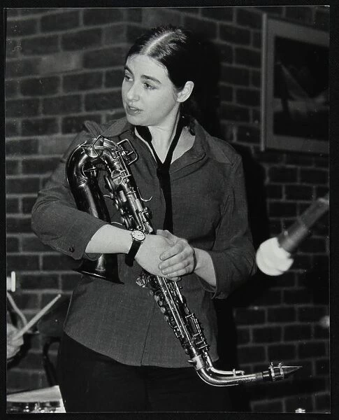 Saxophonist Allison Neale at The Fairway, Welwyn Garden City, Hertfordshire, 25 February 2001