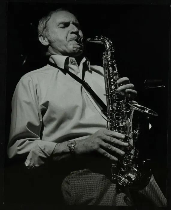 Framed Print : Saxophonist Bruce Turner playing at The Stables, Wavendon, Buckinghamshire. Artist Framed Print : Saxophonist Bruce Turner playing at The Stables, Wavendon, Buckinghamshire. Artist
