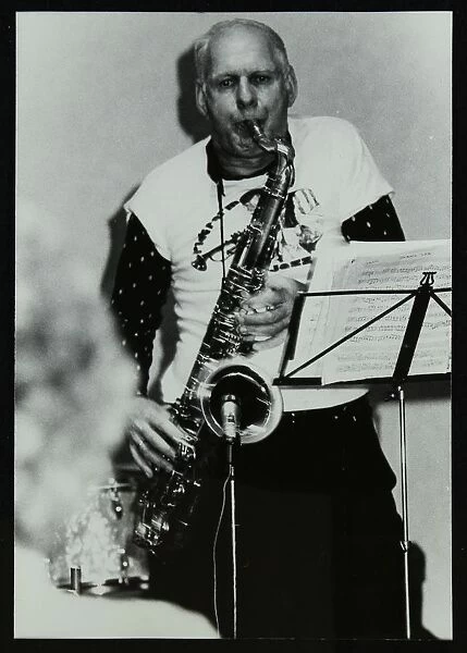 Saxophonist Don Rendell playing at Campus West, Welwyn Garden City, Hertfordshire, 1986