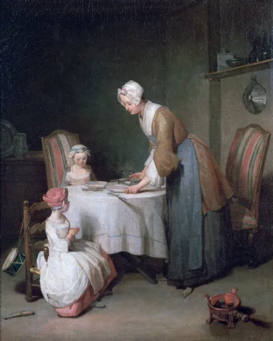 Framed Print : Saying Grace, 1744. Artist: Jean-Simeon Chardin Framed Print : Saying Grace, 1744. Artist: Jean-Simeon Chardin