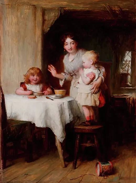 Framed Print : Saying Grace, 1875-1899. Creator: Alexander Hohenlohe Burr Framed Print : Saying Grace, 1875-1899. Creator: Alexander Hohenlohe Burr