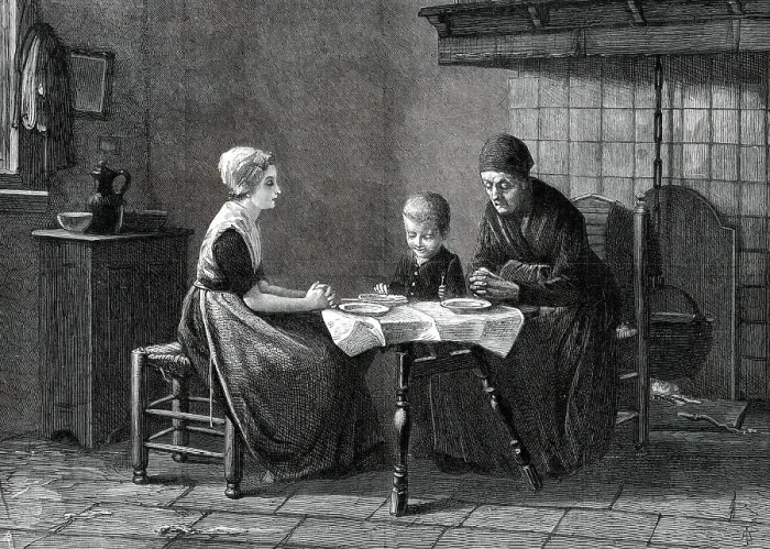 Framed Print : Saying Grace - from a picture by A. Neuhuys...New British Institution...1876. Creator: Unknown. Saying Grace - from a picture by A. Neuhuys...New British Institution...1876. Creator: Unknown Framed Print : Saying Grace - from a picture by A. Neuhuys...New British Institution...1876. Creator: Unknown. Saying Grace - from a picture by A. Neuhuys...New British Institution...1876. Creator: Unknown