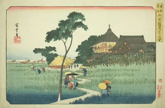 Framed Print : Sazai Hall at the Temple of the Five Hundred Arhats (Gohyaku rakan Sazaido), from the seri... c. 18 Creator: Ando Hiroshige Framed Print : Sazai Hall at the Temple of the Five Hundred Arhats (Gohyaku rakan Sazaido), from the seri... c. 18 Creator: Ando Hiroshige