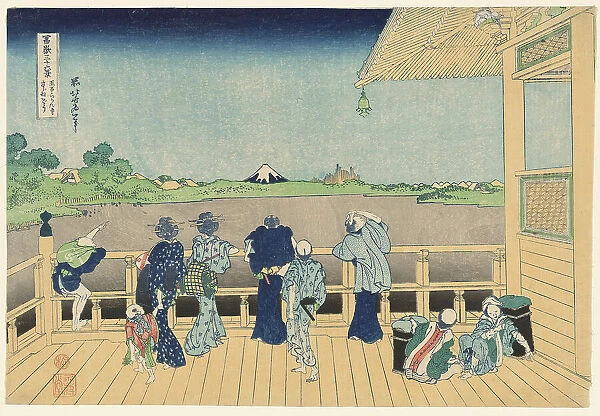 Sazai Hall at the Temple of the Five Hundred Arhats (Gohyakurakanji Sazaido), from... c. 1830 / 33. Creator: Hokusai