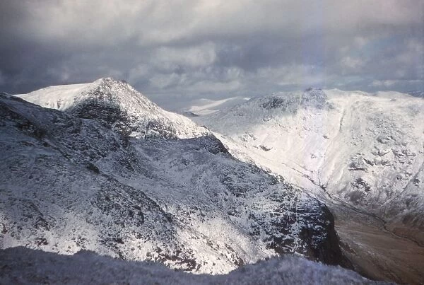 Scafell and Scafell Pike in Winter, English Lake District, Cumbria, 20th century. Artist: CM Dixon