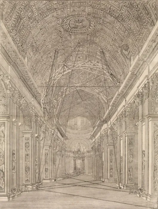 Framed Print : Scaffolding Erected for the Restoration of the Vault in St. Peters Basilica: Overview Framed Print : Scaffolding Erected for the Restoration of the Vault in St. Peters Basilica: Overview