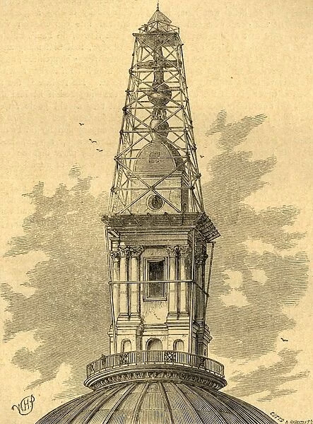 The Scaffolding and Observatory on St. Pauls in 1848, (1897). Creator: Unknown