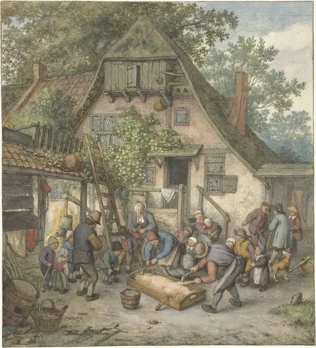 Framed Print : Scalding the Hog, 1678. Creator: Adriaen van Ostade Framed Print : Scalding the Hog, 1678. Creator: Adriaen van Ostade