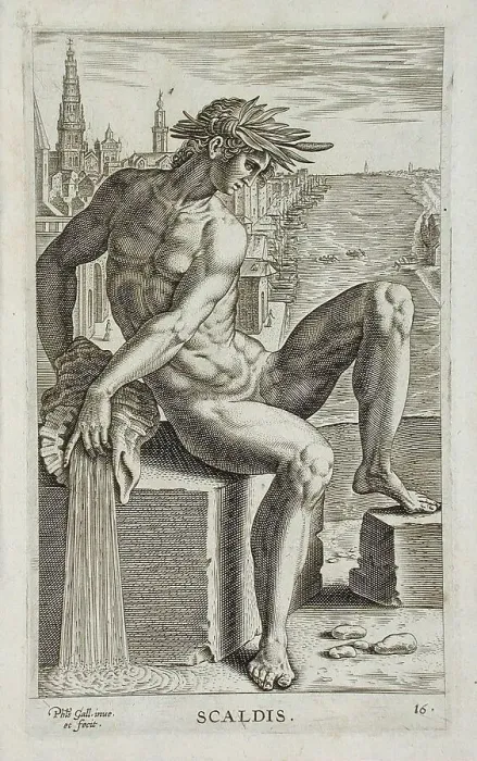 Framed Print : Scaldis, 1586. Creator: Philip Galle Framed Print : Scaldis, 1586. Creator: Philip Galle