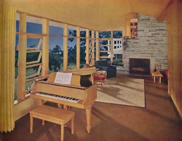 Framed Print : Scale model of a large living-room (25 feet long) in a modern house, designed by Edward D Framed Print : Scale model of a large living-room (25 feet long) in a modern house, designed by Edward D