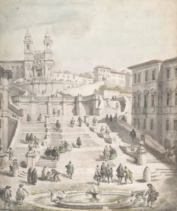 Framed Print : Scalinata della Trinita dei Monti, ca. 1756-58. Creator: Giovanni Paolo Panini Framed Print : Scalinata della Trinita dei Monti, ca. 1756-58. Creator: Giovanni Paolo Panini