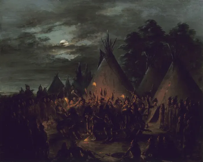 Framed Print : Scalp Dance, Sioux, 1845-1848. Creator: George Catlin Framed Print : Scalp Dance, Sioux, 1845-1848. Creator: George Catlin