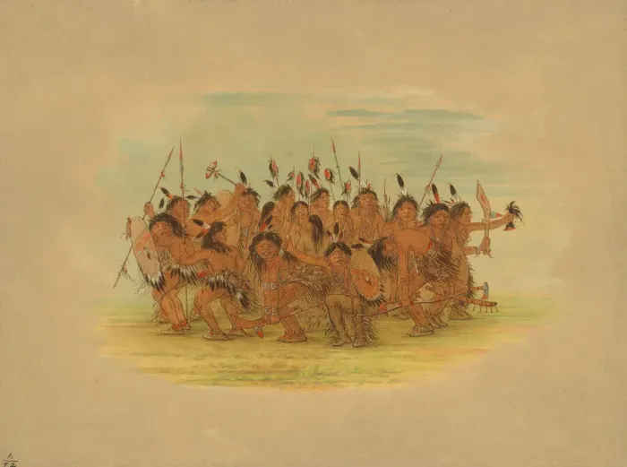 Framed Print : Scalp Dance - Sioux, 1861. Creator: George Catlin Framed Print : Scalp Dance - Sioux, 1861. Creator: George Catlin
