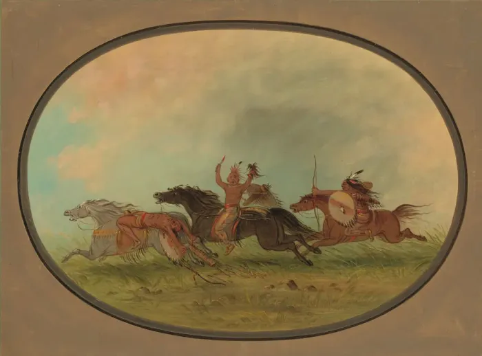 Framed Print : The Scalper Scalped - Pawnees and Cheyennes, 1861 / 1869. Creator: George Catlin Framed Print : The Scalper Scalped - Pawnees and Cheyennes, 1861 / 1869. Creator: George Catlin