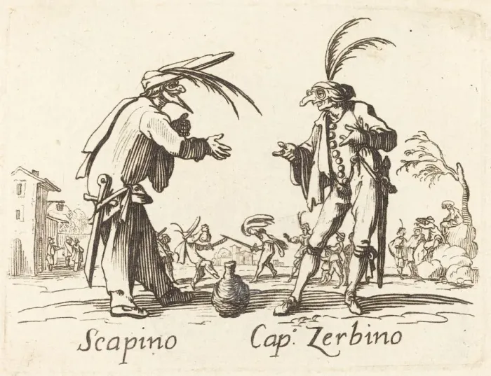 Framed Print : Scapino and Cap. Zerbino. Creator: Unknown Framed Print : Scapino and Cap. Zerbino. Creator: Unknown