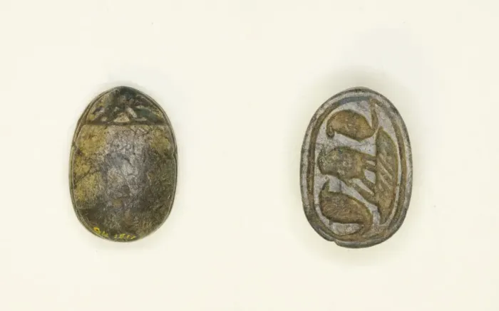 Framed Print : Scarab: Confronted Cobras with Falcon, Egypt, Second Intermediate Period, Dynasty 15 Framed Print : Scarab: Confronted Cobras with Falcon, Egypt, Second Intermediate Period, Dynasty 15