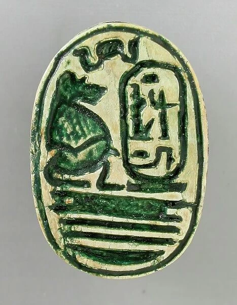 Scarab Depicting a Baboon before the Throne Name of Ramses II, 19th dynasty (1304-1201 BCE). Creator: Unknown