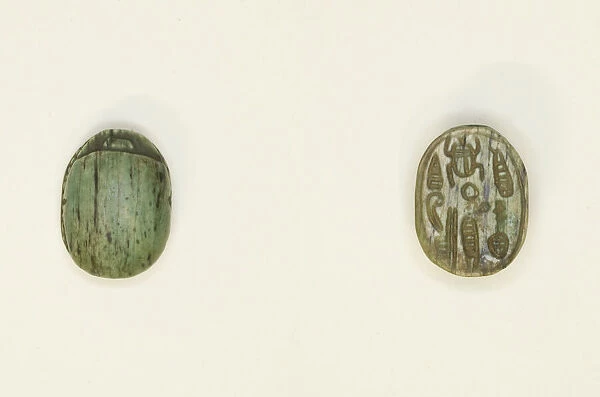 Scarab: Hieroglyphs (scarab beetle, nfr-sign, red crown), Egypt, Middle Kingdom-Second