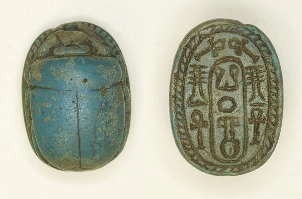 Scarab: Neferkara and Hieroglyphs (ankh and djed signs), Egypt, Middle Kingdom-Second