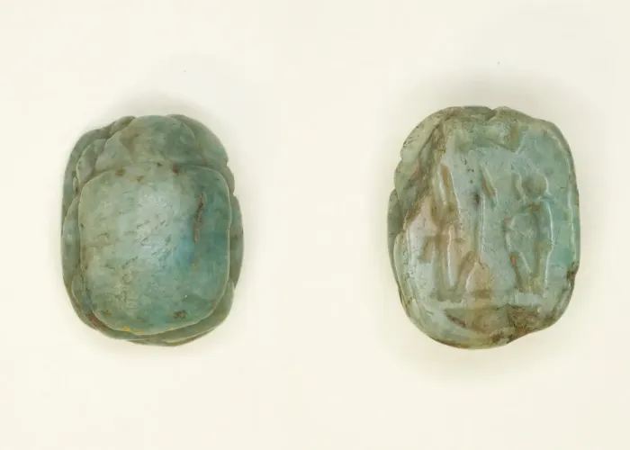 Framed Print : Scarab: Two Seated Deities, Egypt, New Kingdom, Ramesside Period