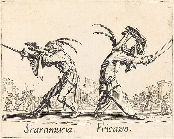 Scaramucia and Fricasso, c. 1622. Creator: Jacques Callot
