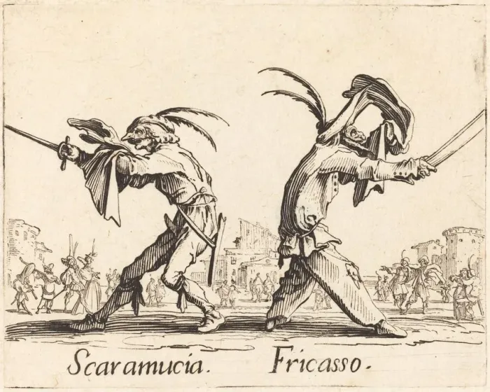 Framed Print : Scaramucia and Fricasso, c. 1622. Creator: Jacques Callot Framed Print : Scaramucia and Fricasso, c. 1622. Creator: Jacques Callot