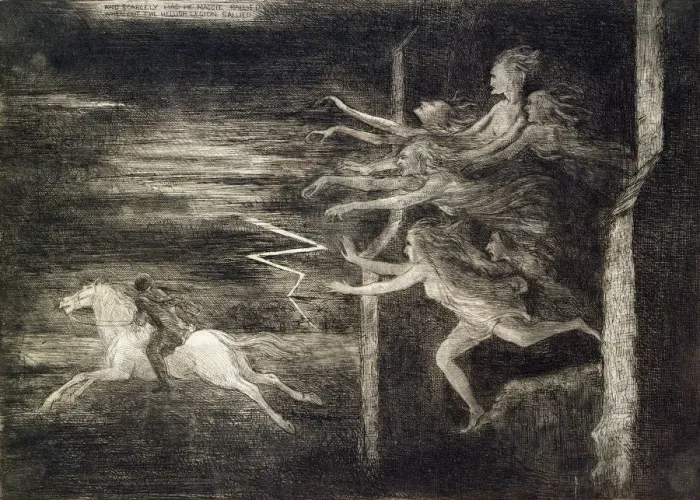 Framed Print : And scarcely had he Maggie rallied, When out the hellish legion sallied, 19th century Framed Print : And scarcely had he Maggie rallied, When out the hellish legion sallied, 19th century