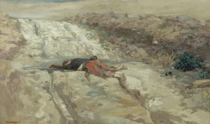 Framed Print : Scene from the 1870 war: dead soldier on a battlefield, c1870. Creator: Guillaume Urban Regamey