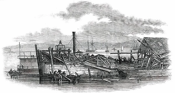 Scene of the Accident to the 'Pacific' Steam-Ship, on Leaving New York, 1850. Creator: Unknown. Scene of the Accident to the 'Pacific' Steam-Ship, on Leaving New York, 1850. Creator: Unknown