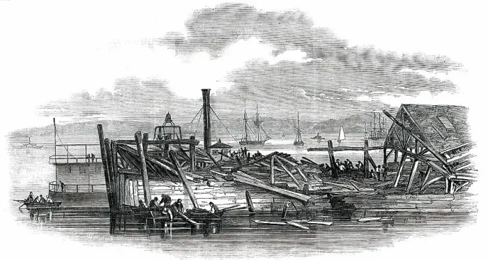 Framed Print : Scene of the Accident to the Pacific Steam-Ship, on Leaving New York, 1850. Creator: Unknown. Scene of the Accident to the Pacific Steam-Ship, on Leaving New York, 1850. Creator: Unknown Framed Print : Scene of the Accident to the Pacific Steam-Ship, on Leaving New York, 1850. Creator: Unknown. Scene of the Accident to the Pacific Steam-Ship, on Leaving New York, 1850. Creator: Unknown