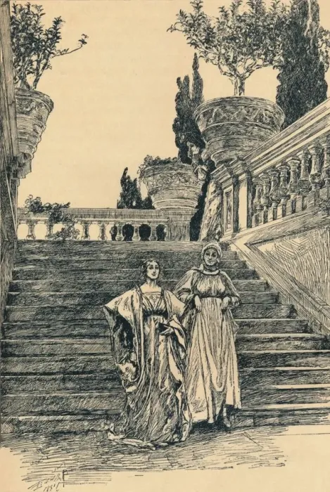 Framed Print : Scene from Much Ado about Nothing, c1890. Artist: Edwin Austin Abbey Framed Print : Scene from Much Ado about Nothing, c1890. Artist: Edwin Austin Abbey