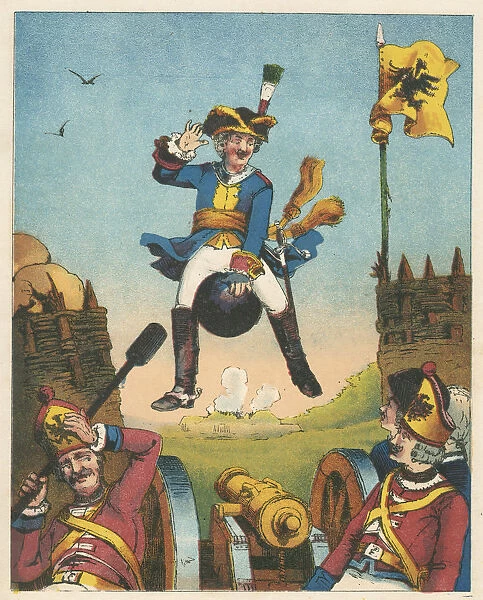 Scene from The Adventures of Baron Munchausen by Rudolph Erich Raspe, c1850