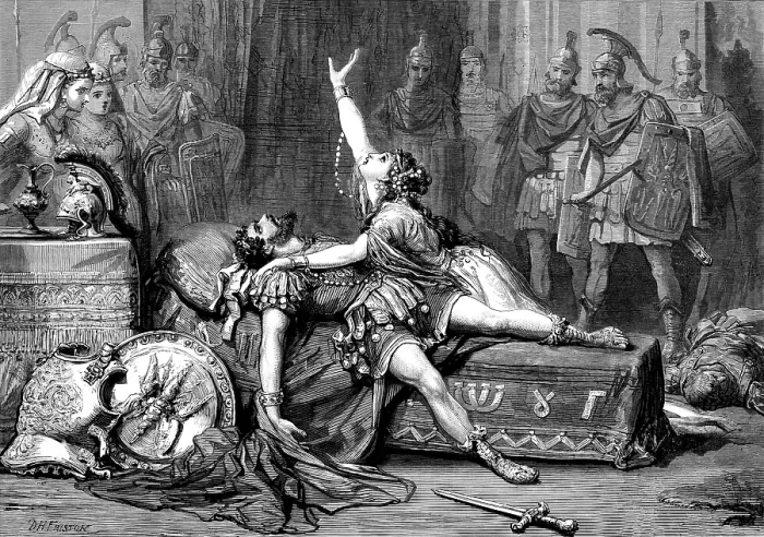 Framed Print : Scene from Antony and Cleopatra at Drury Lane Theatre, 1873. Creator: Unknown Framed Print : Scene from Antony and Cleopatra at Drury Lane Theatre, 1873. Creator: Unknown