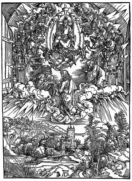 Scene from the Apocalypse, St John before God the Father and the Twenty-Four Elders, 1498, (1936). Artist: Albrecht Durer