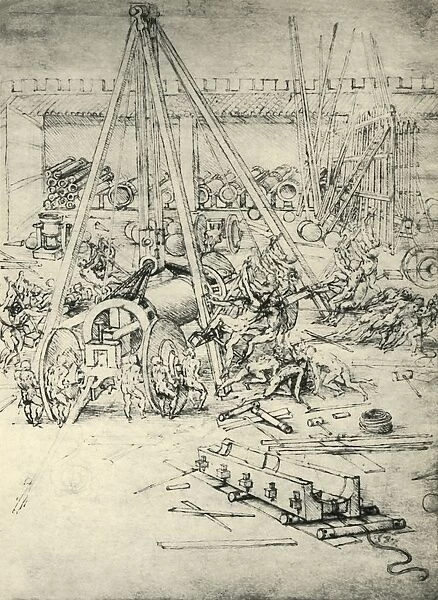 A scene in an arsenal, c1485-1490, (1943). Creator: Leonardo da Vinci