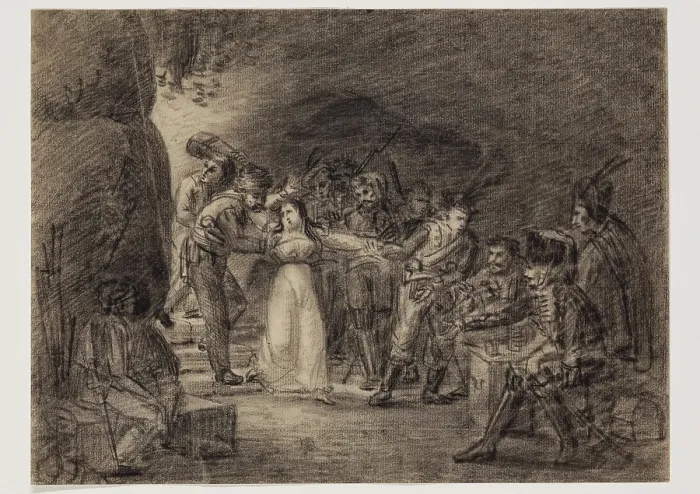 Framed Print : Scene with Bandit, between late 18th and mid-19th century. Creator: Hippolyte Lecomte Framed Print : Scene with Bandit, between late 18th and mid-19th century. Creator: Hippolyte Lecomte