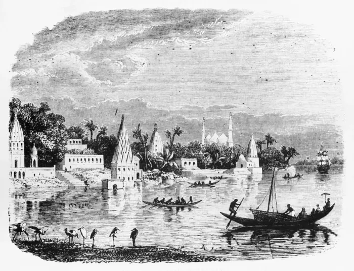 Framed Print : Scene on the Banks of the Ganges, c1891. Creator: James Grant Framed Print : Scene on the Banks of the Ganges, c1891. Creator: James Grant