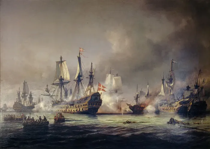 Framed Print : Scene from the Battle of Køge Bay, 1677, (1855). Creator: Anton Melbye Framed Print : Scene from the Battle of Køge Bay, 1677, (1855). Creator: Anton Melbye