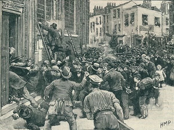 Scene in the Birmingham No Popery riots, 1868 (1906)