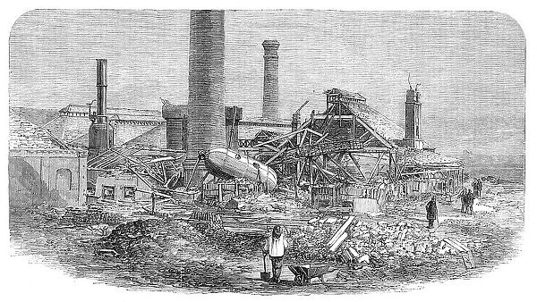 Scene of the boiler explosion at Millfield Ironworks, near Wolverhampton, 1862. Creator: Unknown