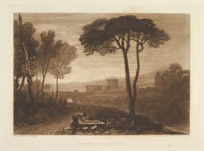 Framed Print : Scene in the Campagna (Liber Studiorum, part VIII, plate 38), February 1, 1812 Framed Print : Scene in the Campagna (Liber Studiorum, part VIII, plate 38), February 1, 1812