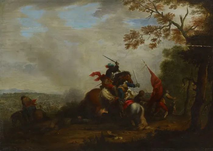 Framed Print : Scene from a cavalry battle, c1640-1660. Creator: Philip Wouverman Framed Print : Scene from a cavalry battle, c1640-1660. Creator: Philip Wouverman
