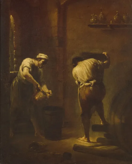 Framed Print : Scene in the Cellar, ca 1710-1715. Creator: Crespi, Giuseppe Maria (1665-1747) Framed Print : Scene in the Cellar, ca 1710-1715. Creator: Crespi, Giuseppe Maria (1665-1747)