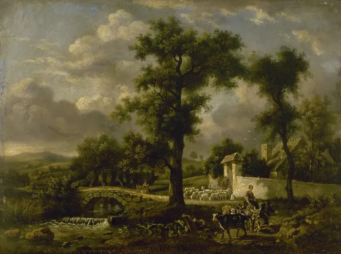 Framed Print : Scène champêtre, late 18th-early 19th century. Creator: Jean-Louis Demarne Framed Print : Scène champêtre, late 18th-early 19th century. Creator: Jean-Louis Demarne