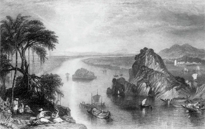 Framed Print : Scene at Colgong on the Ganges, 1845. Creator: Unknown Framed Print : Scene at Colgong on the Ganges, 1845. Creator: Unknown