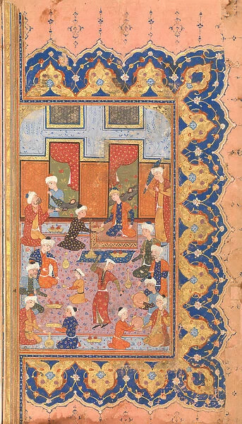 A Scene of Conviviality at Court, Folio from a Divan (Collected Works