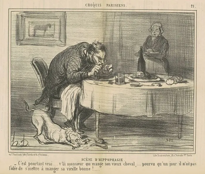 Framed Print : Scène d'Hippophagie, 19th century. Creator: Honore Daumier Framed Print : Scène d'Hippophagie, 19th century. Creator: Honore Daumier