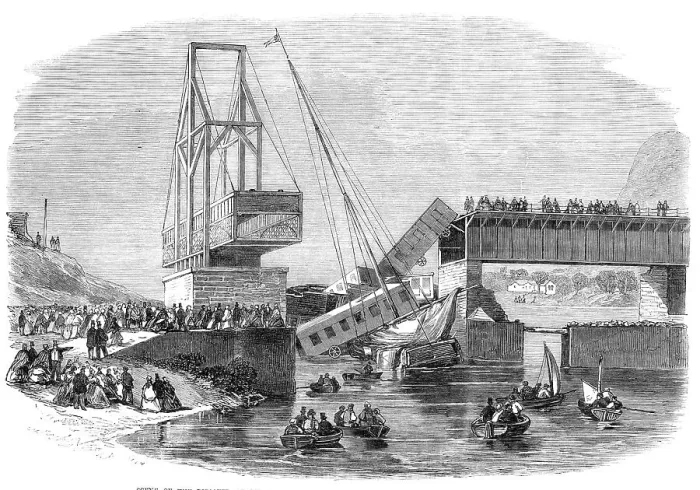 Framed Print : Scene of the disaster at Beloeil Bridge...Canada, 1864. Creator: Unknown Framed Print : Scene of the disaster at Beloeil Bridge...Canada, 1864. Creator: Unknown