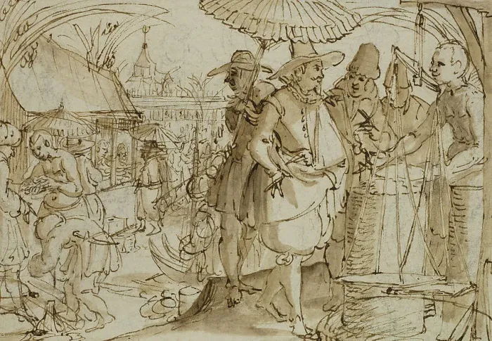 Framed Print : Scene from Dutch colony. Creator: Claes Jansz Visscher Framed Print : Scene from Dutch colony. Creator: Claes Jansz Visscher