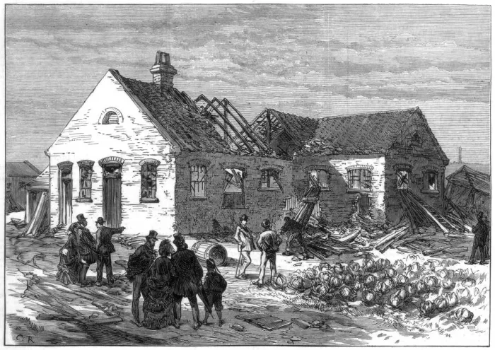 Framed Print : Scene of the explosion at the Cartridge factory, Greenwich Marshes, 1872 Framed Print : Scene of the explosion at the Cartridge factory, Greenwich Marshes, 1872